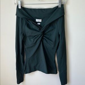 Aritzia Contour Off-the-Shoulder Twist Front Top in Deep Teal size  S